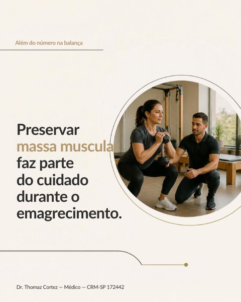 Ilustração sobre preservação de massa muscular. Imagem gerada por IA no carrossel original.