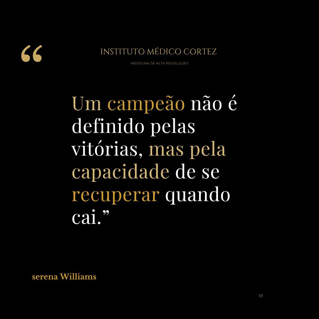 Arte original do Instagram com uma reflexão atribuída a Serena Williams sobre recuperar-se depois de uma queda.